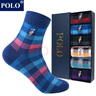 POLO男士格纹中筒袜6双装 四季英伦格子时尚棉质吸汗舒适中厚男袜子 6双 六色【型号622】 均码39-45码鞋合适 实拍图