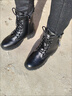 大东女士真软皮马丁靴2025新款秋冬单靴厚底内增高靴子加绒英伦风短靴子女 黑色单里 37 实拍图