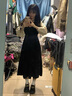 妙奕嘉长袖衬衫连衣裙女士裙子长裙衣服女装新品春秋新款黑色小个子套装 米黄衬衫背心连衣裙两件套 M 【建议80-100斤】 实拍图