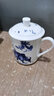 潇毅艾 景德镇陶瓷茶杯带盖家用杯喝茶杯青花瓷器办公杯子 牧童 实拍图
