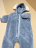 papa爬爬秋冬新款男女宝宝动物造型爬服抱抱绒连体衣婴儿保暖哈衣 浅蓝 90cm 实拍图