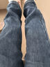 诗迪芙牛仔裤女网红弹力小直筒裤女韩版显瘦长裤春秋宽松显瘦网红百搭高腰弹力女裤 深蓝加绒 32码(二尺五) 实拍图