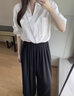 ELLE白色设计感V领衬衫女2025秋装新款宽松通勤职业装轻奢气质上衣 白色 XL 实拍图