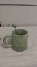 几物森林 陶瓷马克杯带勺带盖杯子咖啡杯情侣茶杯男女大容量 渐变绿300ml 实拍图