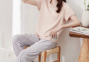 顶瓜瓜睡衣女纯棉春夏套头女可外穿短袖家居服套装 欲晚桔撞灰女 160 实拍图