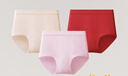 三枪（THREEGUN）女士内裤女纯棉高腰大码新疆棉纯色全棉裆透气弹力三角裤头3条装 组合3 （妃+粉红+大红） 3条 3XL (180/105) 实拍图