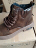 意尔康真皮马丁靴男秋冬新品雪地靴英伦休闲皮靴百搭潮流工装加绒棉鞋男 E54301699咖啡/浅棕 43 实拍图