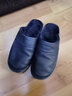 范米尼头层牛皮棉拖鞋秋冬真皮拖鞋加厚防泼水家居家用室内男女老人防滑 652【黑色】显瘦版.头层牛皮鞋面 45-46 码【30】内长28厘米 实拍图