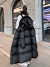 韩璐娇（hanlujiao）黑金羽绒棉服女2025年冬季新款韩版宽松长款过膝棉衣加厚棉袄外套 黑色（升级加厚款） M 【建议105-120斤】 实拍图