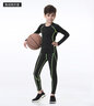 YIPAI儿童紧身衣训练服男女篮球服足球跑步运动训练打底速干小孩健身衣 黑绿两件套(薄款) L码/110-130斤左右 实拍图