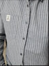 OLOEY100%纯棉秋冬新款男士磨毛加绒加厚保暖长袖条纹衬衫外套百搭衬衣 Z513灰色 XL 实拍图