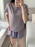佑游运动短裤女假两件防走光瑜伽跑步外穿健身二件套J21086DY紫色 L 实拍图