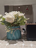迷.妆茶几花 仿真花艺北欧风盆栽INS装饰假花餐桌家居摆件客厅套装桌花 蓝瓷花瓶+白色玫瑰绣球 实拍图