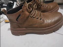 西域骆驼（VANCAMEL）秋冬马丁靴男鞋秋季真皮2025新款英伦高帮免系带休闲复古工装皮鞋 卡其【升级款】 41 实拍图