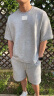 萨拉维夫（Sllavif）休闲运动套装男夏季潮牌高端短袖两件套衣服潮流帅气一套装搭配 浅灰色 M 110斤 晒单实拍图