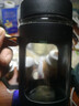 玻璃水杯商务杯大容量男女生带盖泡茶饮水礼品杯家用把手杯 黑色 500ml 1只 实拍图