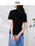 欧莎（OSA）白色字母短袖t恤女夏装2025年新款设计感小众衣服短款体恤上衣 黑色 L 实拍图