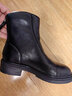 百丽（Belle）百搭弹力靴女商场同款芒果头平跟休闲短靴A2P1DDD3 黑色-单里 34 (220mm) 实拍图