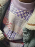 多妙屋女童毛衣儿童秋冬纯棉针织打底衫大童加绒厚毛线衣10899紫色 150 实拍图