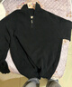 马登工装美式半拉链立领毛衣男秋季半高领竖线肌理百搭弹力男士针织衫 炭黑色 【宽松偏大/黑色毛衣/男士毛衣冬季/毛衫男】 XL 实拍图