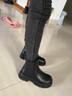 红蜻蜓切尔西靴秋冬厚底粗跟烟筒靴松紧口瘦瘦短靴WTC43786黑色加绒38 实拍图