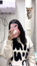 漫蔻依学院风甜美可爱小兔软糯毛衣女2025春秋新款宽松百搭针织衫学生 MX-7070L白色毛衣 S 实拍图