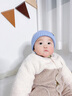 李晨曦（Lichenxi）婴儿帽子秋冬毛线帽可爱超萌保暖防风男童女宝宝搞怪针织冬天儿童 翊鹿角小熊毛线帽—蓝色 适合3-12个月宝宝头围42-46CM 实拍图