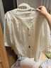 百图betu女装春夏新款衬衫圆领不规则纽扣七分袖衬衫女2403T39 米白 M 实拍图