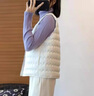 夹棉马甲女轻薄款棉背心马夹坎肩外穿保暖洋气V领无袖外套J763 米白 2XL （90-105斤） 实拍图