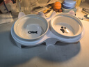 卉亦暮猫碗陶瓷猫食盆猫咪饭碗双碗斜口狗碗喝水碗保护颈椎防打翻 白色防漏食架+陶瓷双碗 实拍图