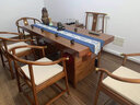 木觉乌金木大板茶桌椅组合原木办公室实木泡茶道套装茶台一体烧水壶桌 浅乌金色1.6米桌+1主椅+4皇冠椅+边几 实拍图