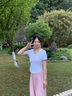 栖纪白色t恤女短袖2025新款v领不规则弧形下摆紧身正肩体恤纯棉上衣夏 白色 L 实拍图