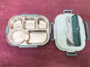 沃德百惠（WORTHBUY）304不锈钢保温饭盒学生上班族带饭大容量加深餐盘配餐具汤碗 蓝色 实拍图