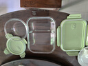 欣美雅（xinmeiya）可微波炉玻璃饭盒分隔耐热玻璃碗带盖密封保鲜盒便当盒餐盒上班族 【抹绿】大号1060X2+圆形990 实拍图