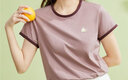 佐丹奴T恤女装纯棉刺绣撞色边甜美元气少女圆领短袖t恤女05322395 实拍图