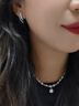HEFANG何方珠宝气泡方糖项链锁骨链银轻奢高级感生日礼物送女友 组合（银灰色项链+耳环） 实拍图