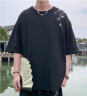 真维斯（Jeanswest）新中式国风t恤男士夏季2025新款休闲运动夏装短袖短裤冰丝套装男 6123黑色 XL 码【120-140斤】 晒单实拍图