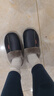 奥康（Aokang）PU皮棉拖鞋男士秋冬季室内大码加绒保暖防水防滑厚底居家用拖鞋女 藏青 42-43 【适合41-42码】 实拍图