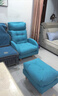 积木部落 懒人沙发实木阳台靠背椅子卧室休闲椅单人沙发客厅折叠躺椅 蓝色沙发+脚踏 实拍图