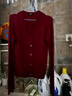 优衣库女装纽花圆领针织开衫/毛衣外套空调衫通勤秋冬新款481477 16 红色 S 实拍图