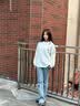 查尔斯桃心针织衫男女情侣款 小爱心Logo圆领编织休闲针织毛衣 白色 XL 实拍图