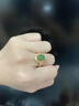 GRAMDA925银和田玉戒指女复古开口玉石指环首饰妈妈生日礼物送女友老婆 和田碧玉银戒指（证书） 实拍图