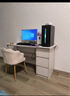 御乐欣电脑桌台式家用书桌书柜一体写字桌简约卧室办公学习桌工作台桌子 【推荐】暖白色 140*50*75cm 单桌 实拍图