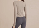 佑游瑜伽服女运动速干衣长袖健身T恤秋冬上衣发带二件套J33428Y咖色L 实拍图