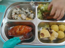 迪士尼（Disney）儿童餐具学生保温饭盒分格餐盘套装带筷勺注水不锈钢碗米奇三件套 实拍图