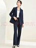 尚都比拉抗皱职业西装套装女春秋正装小西服外套阔腿裤两件套 藏蓝色 XL  实拍图