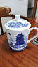 盛天下景德镇陶瓷茶杯带盖骨瓷杯青花水杯办公杯礼品杯会议杯子定制 滕王阁 500ML 实拍图