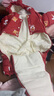 贝肽斯婴儿衣服宝宝连体衣保暖外出棉服冬季加绒加厚夹棉连帽哈衣 红色福满堂 80 实拍图