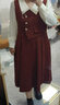 独束大码女装假两件撞色衬衫领连衣裙女秋冬微胖mm文艺复古穿搭裙子 勃艮第红【适合160左右】 2XL 实拍图