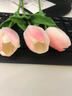 塔洛克（tulloch）郁金香假花仿真花摆设房间卧室客厅家居装饰餐桌摆件干花永生花束 3朵粉白色 实拍图